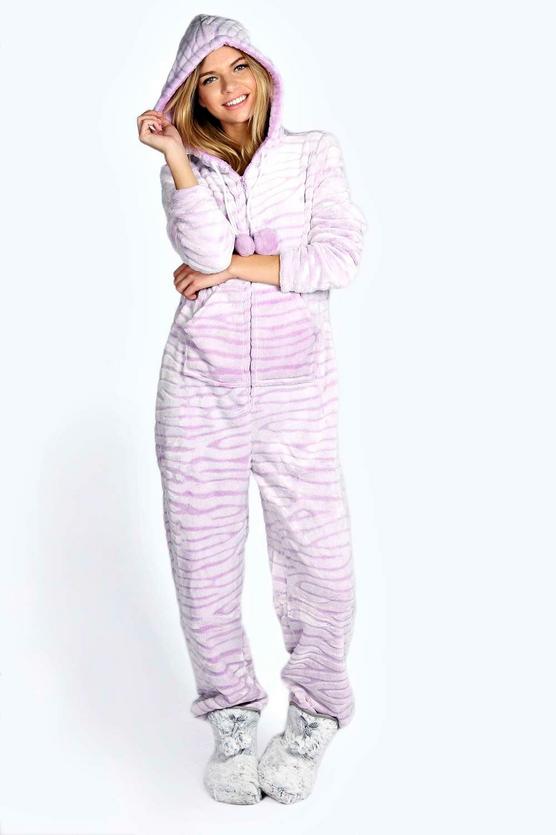 Annie Luxe Fleece Zebra Onesie